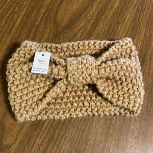 Knitted Bow Head Band - Tan